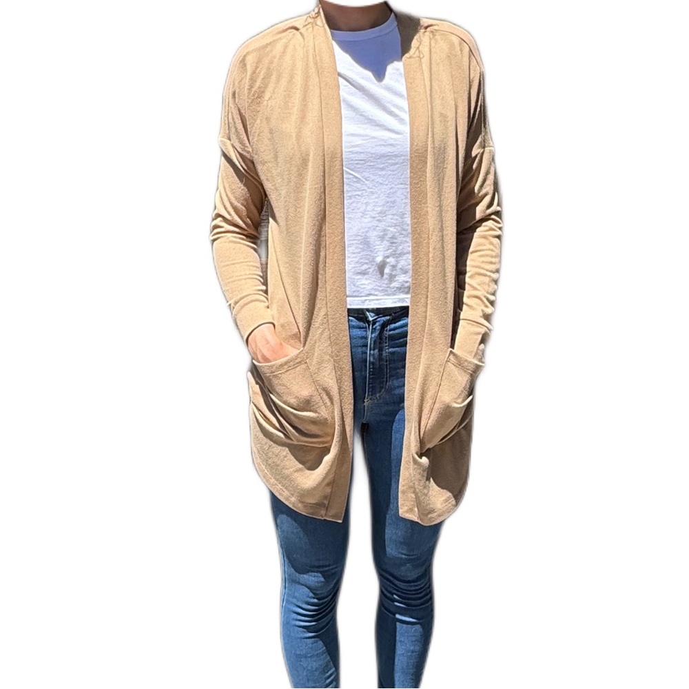 Sanctuary Nordstroms long beige cardigan open front simple everyday size small